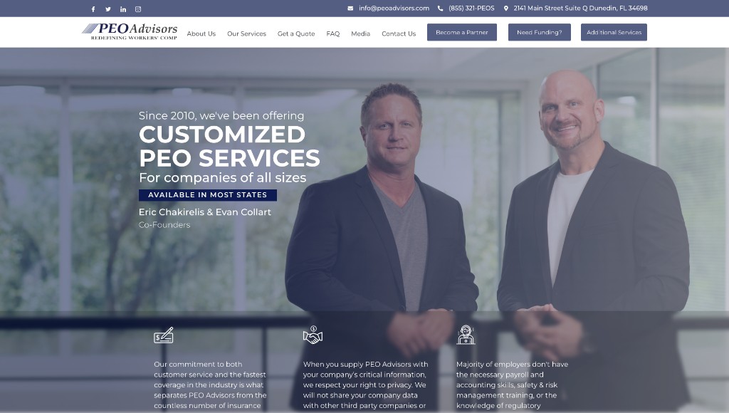 PEO Advisors website redesign