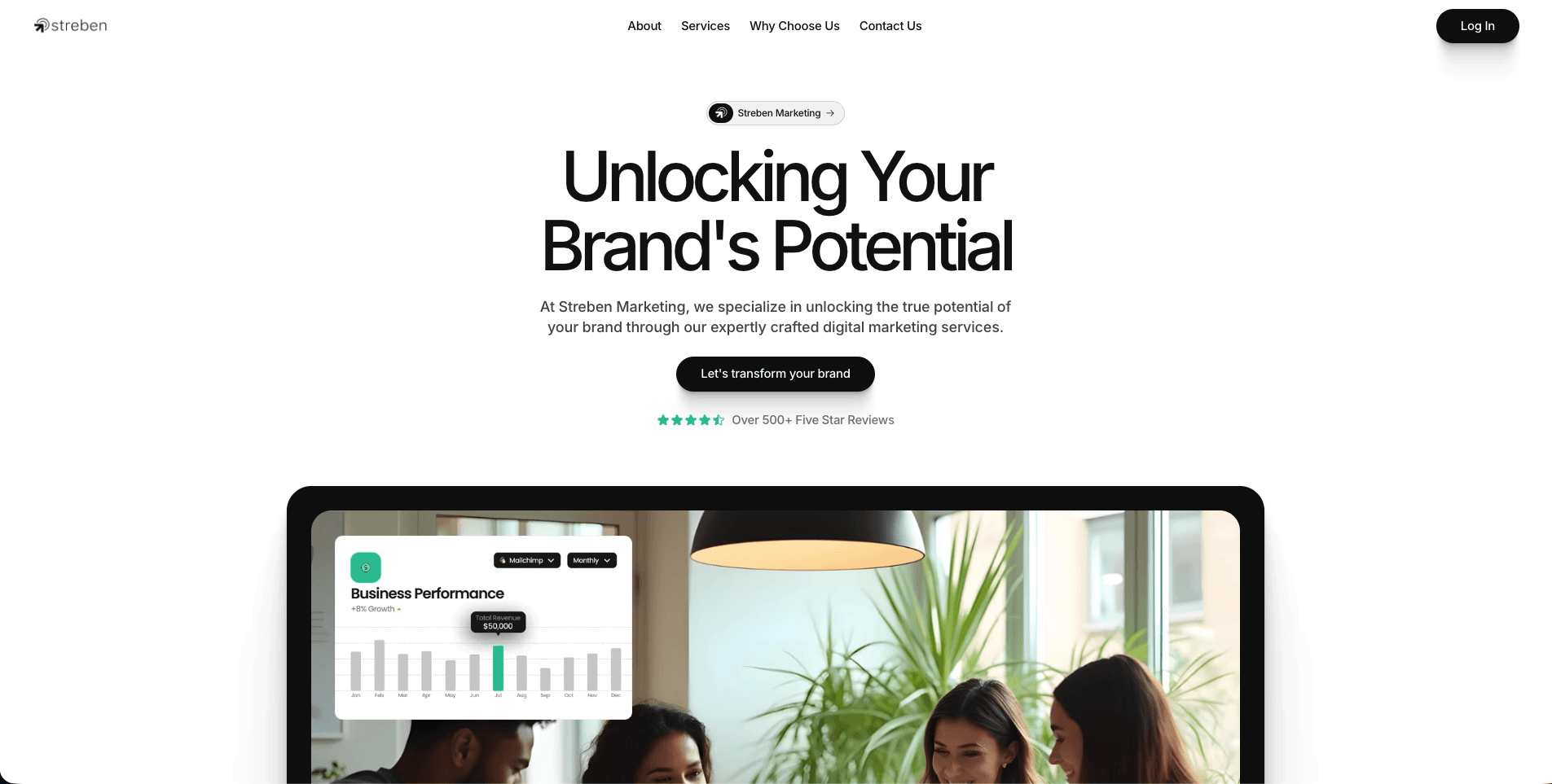 Streben Marketing website redesign